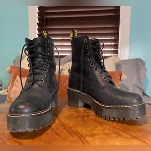 Black Doc Marten platform/heeled combat boots